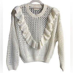 NWOT - Long Sleeve Crochet White‎ Sweater